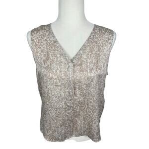 Eileen Fisher Prism Silk Organic Cotton Button Front Top Bramble XS Neutral